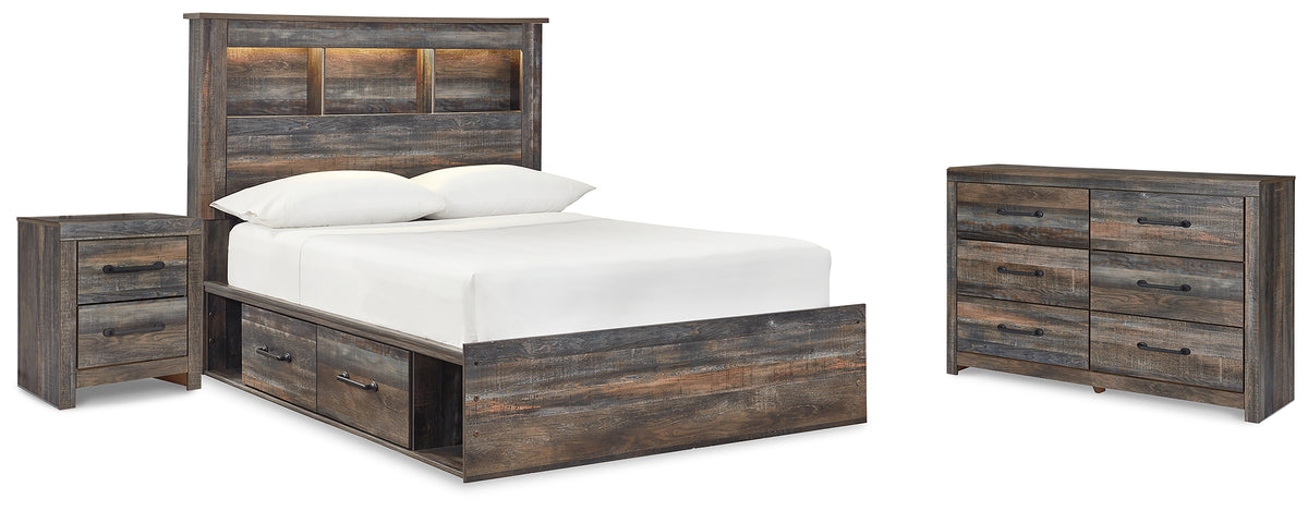 Hoover Furniture Outlet - Ashley Furniture - Drystan Full Bookcase Storage Bed, Dresser and Nightstand - Full Bookcase Storage Bed, Dresser and Nightstand - B211B82