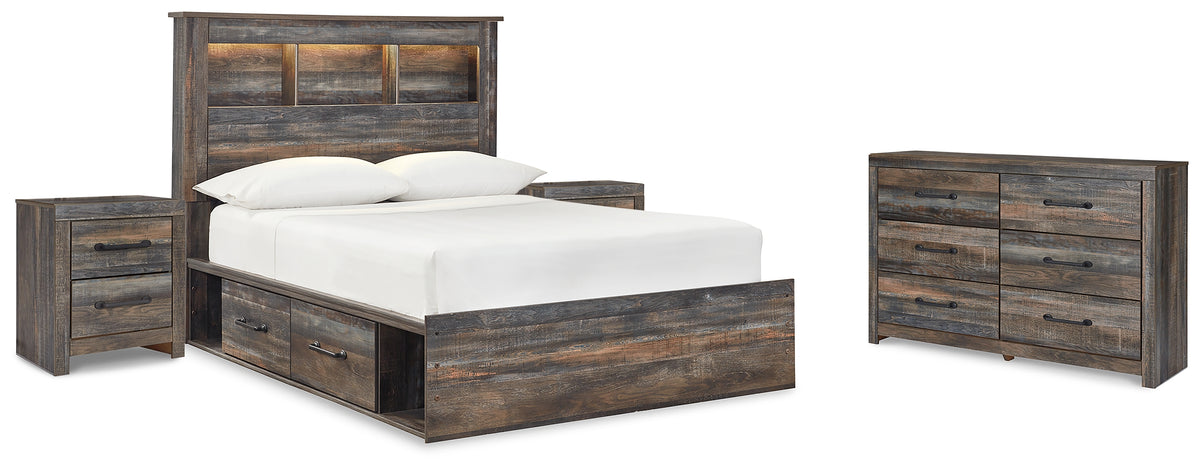 Hoover Furniture Outlet - Ashley Furniture - Drystan Full Bookcase Bed with 2 sided Storage, Dresser and Nightstand - Full Bookcase Bed with 2 sided Storage, Dresser and Nightstand - B211B81