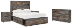 Hoover Furniture Outlet - Ashley Furniture - Drystan Full Bookcase Bed with 2 sided Storage, Dresser and Nightstand - Full Bookcase Bed with 2 sided Storage, Dresser and Nightstand - B211B81