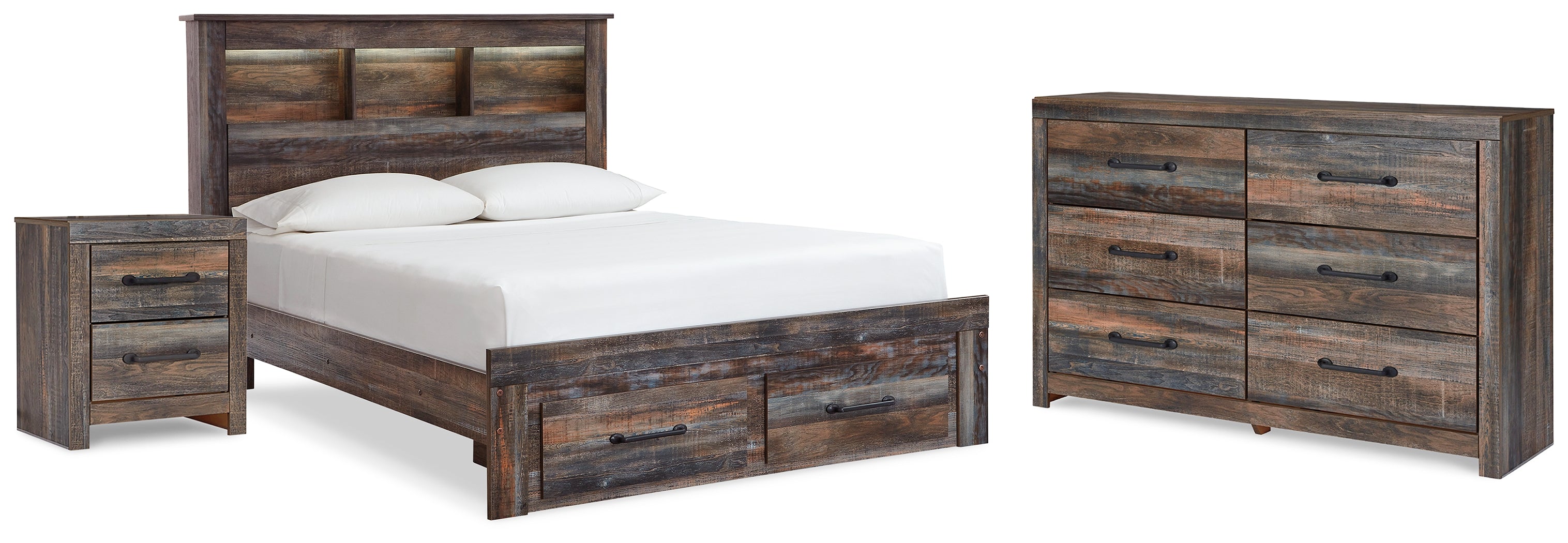 Hoover Furniture Outlet - Ashley Furniture - Drystan Full Bookcase Bed, Dresser and Nightstand - Full Bookcase Bed, Dresser and Nightstand - B211B70