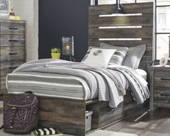 Hoover Furniture Outlet - Ashley Furniture - Drystan Twin Panel Bed with 4 Storage Drawers - Twin Panel Bed with 4 Storage Drawers / Multi - B211B11