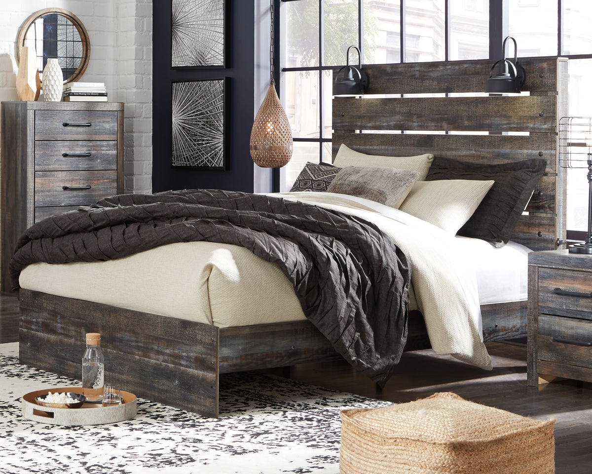 Hoover Furniture Outlet - Ashley Furniture - Drystan Queen Panel Bed - Queen Panel Bed / Multi - B211B4