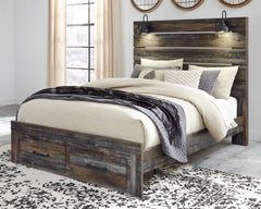 Hoover Furniture Outlet - Ashley Furniture - Drystan Queen Panel Bed with 2 Storage Drawers - Queen Panel Bed with 2 Storage Drawers / Multi - B211B29