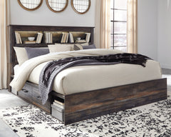 Hoover Furniture Outlet - Ashley Furniture - Drystan King Bookcase Bed with 2 Storage Drawers - King Bookcase Bed with 2 Storage Drawers / Multi - B211B51