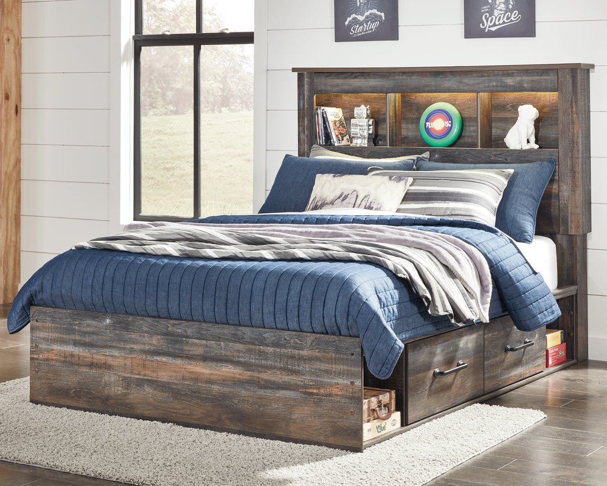 Hoover Furniture Outlet - Ashley Furniture - Drystan Full Bookcase Bed with 2 Storage Drawers - Full Bookcase Bed with 2 Storage Drawers / Multi - B211B44