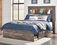 Hoover Furniture Outlet - Ashley Furniture - Drystan Full Bookcase Bed with 2 Storage Drawers - Full Bookcase Bed with 2 Storage Drawers / Multi - B211B44