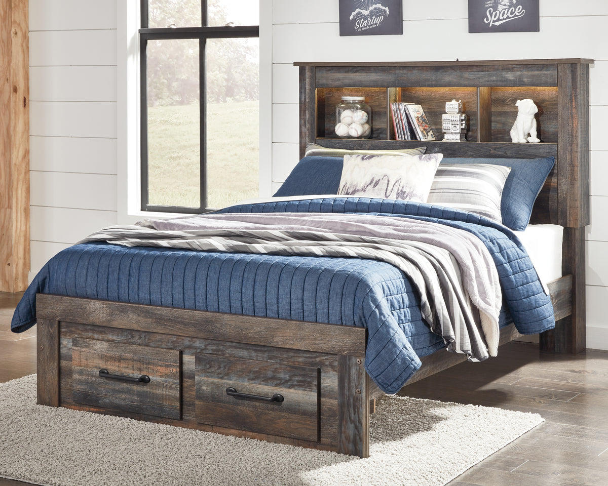Hoover Furniture Outlet - Ashley Furniture - Drystan Full Bookcase Bed with 2 Storage Drawers - Full Bookcase Bed with 2 Storage Drawers - B211B21