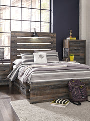 Hoover Furniture Outlet - Ashley Furniture - Drystan Full Panel Bed with 4 Storage Drawers - Full Panel Bed with 4 Storage Drawers / Multi - B211B12