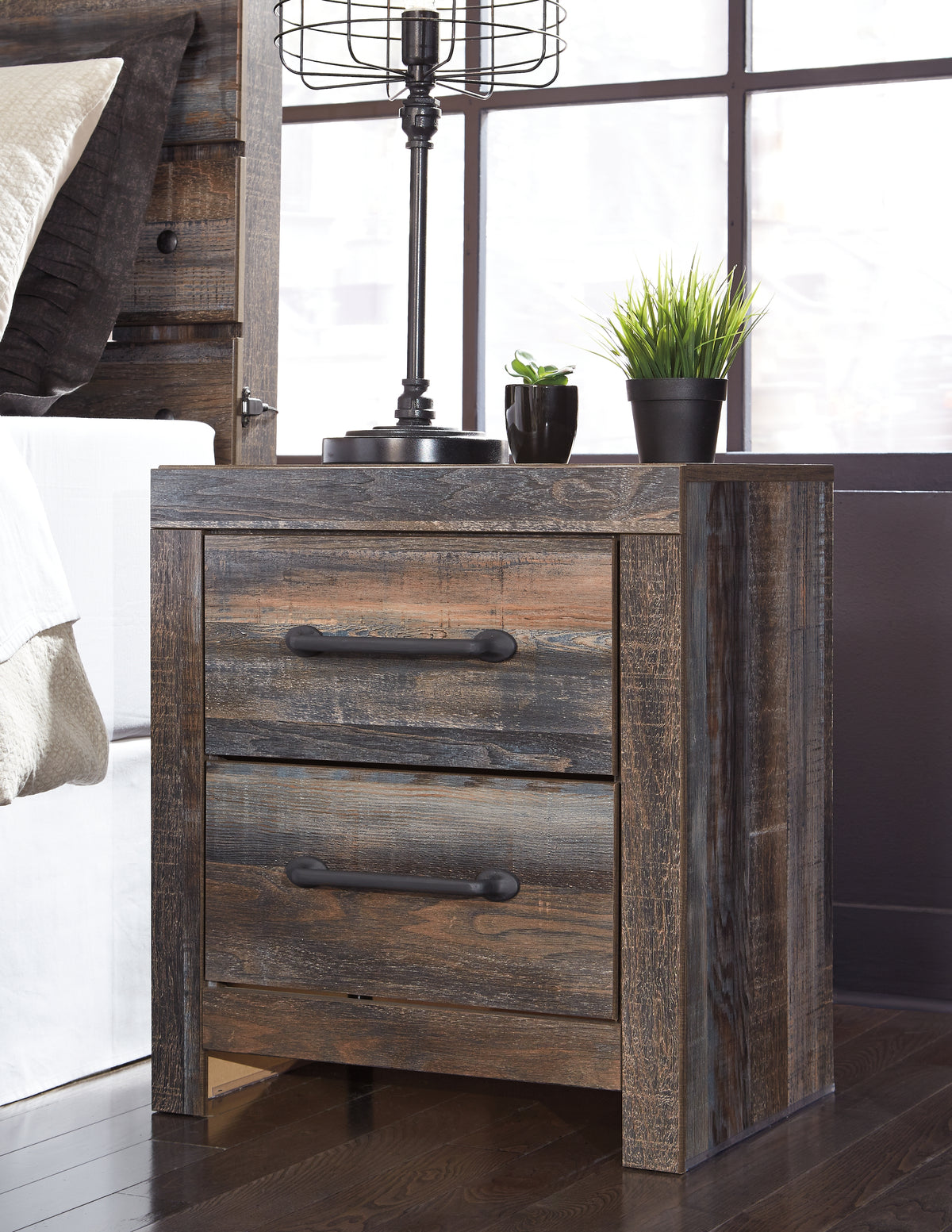 Hoover Furniture Outlet - Ashley Furniture - Drystan Nightstand - Two Drawer Night Stand / Multi - B211-92