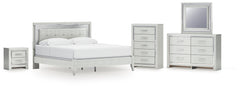 Hoover Furniture Outlet - Ashley Furniture - Zyniden King Upholstered Panel Bed, Dresser, Mirror, Chest and Nightstand - King Upholstered Panel Bed, Dresser, Mirror, Chest and Nightstand - B2114B25