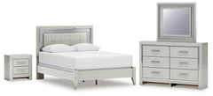 Hoover Furniture Outlet - Ashley Furniture - Zyniden Queen Upholstered Panel Bed, Dresser, Mirror and Nightstand - Queen Upholstered Panel Bed, Dresser, Mirror and Nightstand - B2114B7