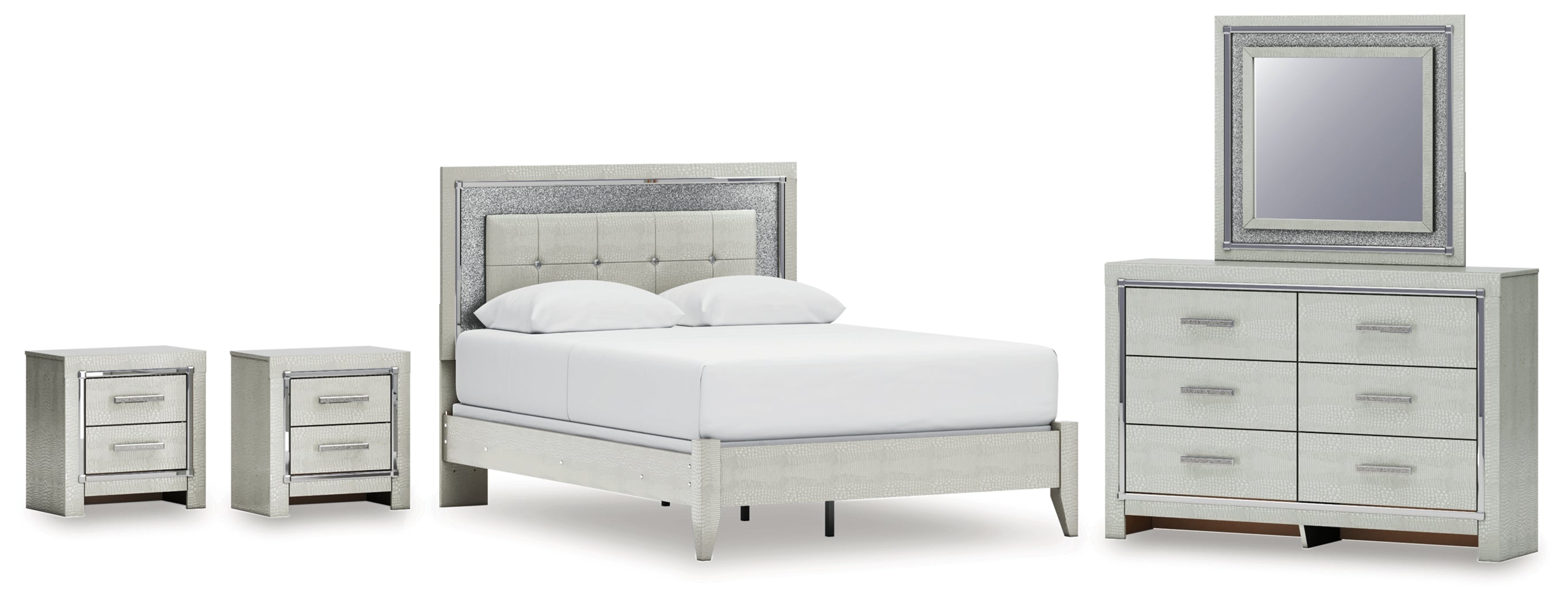 Hoover Furniture Outlet - Ashley Furniture - Zyniden Queen Panel Bed, Dresser, Mirror and 2 Nightstands - Queen Panel Bed, Dresser, Mirror and 2 Nightstands - B2114B16