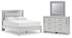 Hoover Furniture Outlet - Ashley Furniture - Zyniden Queen Upholstered Panel Bed, Dresser and Mirror - Queen Upholstered Panel Bed, Dresser and Mirror - B2114B5