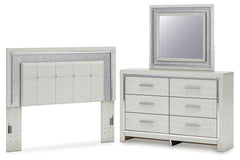 Hoover Furniture Outlet - Ashley Furniture - Zyniden Queen Upholstered Panel Headboard, Dresser and Mirror - Queen Upholstered Panel Headboard, Dresser and Mirror - B2114B9