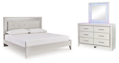 Hoover Furniture Outlet - Ashley Furniture - Zyniden King Upholstered Panel Bed, Dresser and Mirror - King Upholstered Panel Bed, Dresser and Mirror - B2114B12