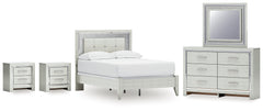 Hoover Furniture Outlet - Ashley Furniture - Zyniden Full Upholstered Panel Bed, Dresser, Mirror and 2 Nightstands - Full Upholstered Panel Bed, Dresser, Mirror and 2 Nightstands - B2114B24