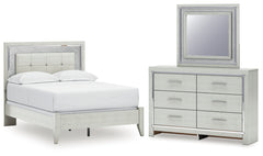 Hoover Furniture Outlet - Ashley Furniture - Zyniden Full Upholstered Panel Bed, Dresser and Mirror - Full Upholstered Panel Bed, Dresser and Mirror - B2114B6
