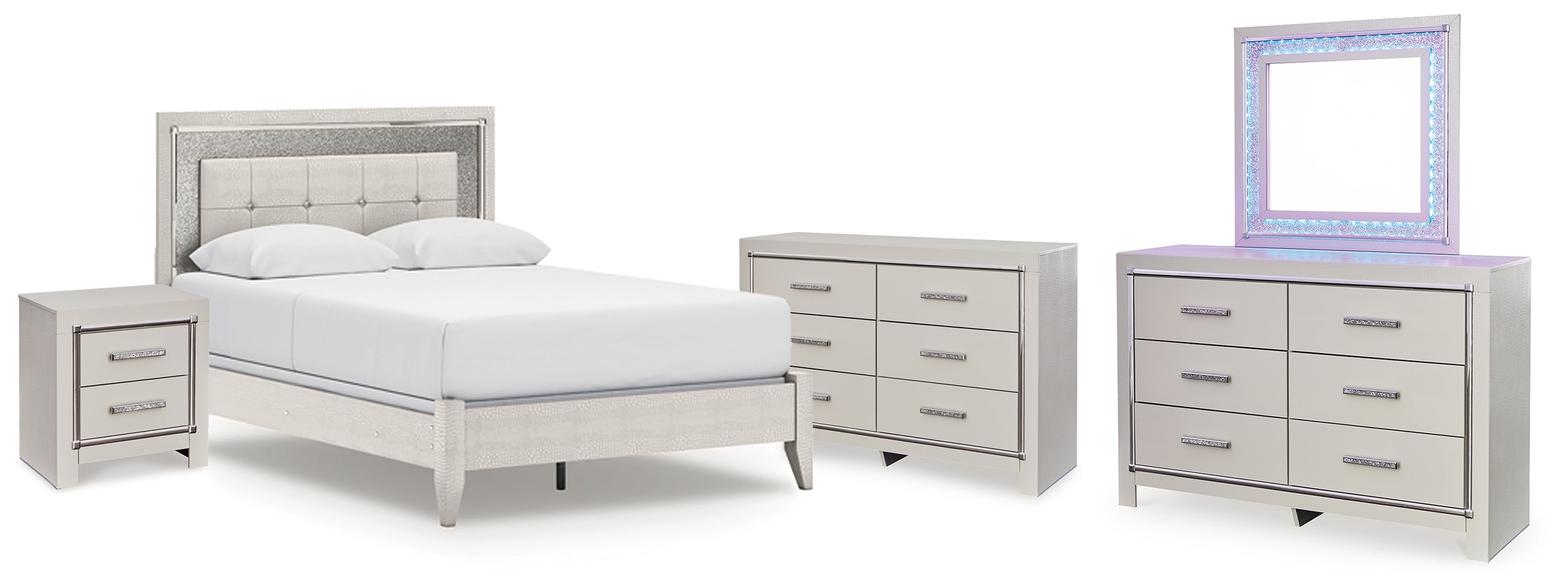 Hoover Furniture Outlet - Ashley Furniture - Zyniden Queen Upholstered Panel Bed, 2 Dressers, Mirror and Nightstand - Queen Upholstered Panel Bed, 2 Dressers, Mirror and Nightstand - B2114B20