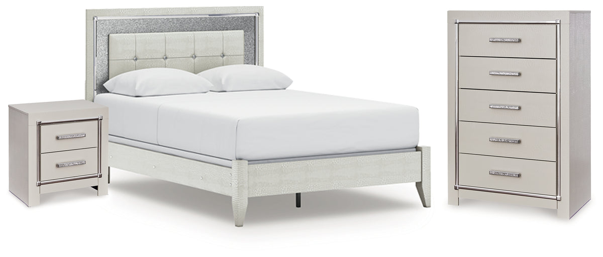 Hoover Furniture Outlet - Ashley Furniture - Zyniden Queen Upholstered Panel Bed, Chest and Nightstand - Queen Upholstered Panel Bed, Chest and Nightstand - B2114B19