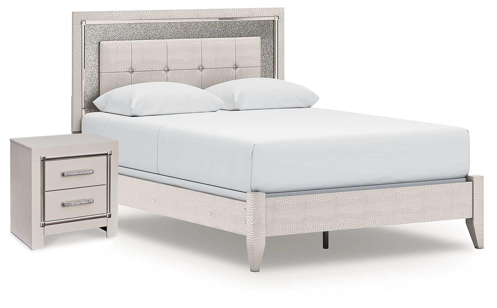 Hoover Furniture Outlet - Ashley Furniture - Zyniden Queen Panel Bed and Nightstand - Queen Panel Bed and Nightstand - B2114B23
