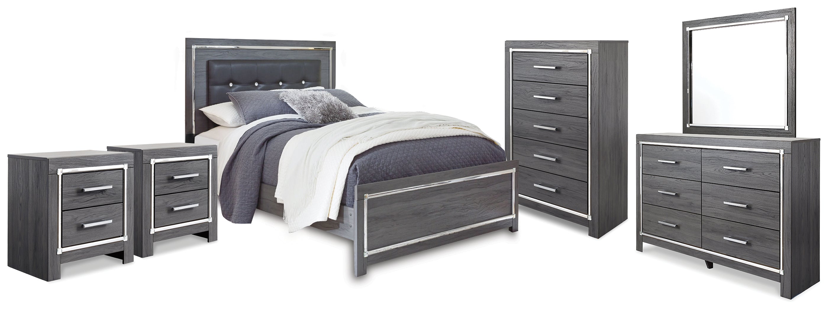 Hoover Furniture Outlet - Ashley Furniture - Lodanna Queen Panel Bed, Dresser, Mirror, Chest and 2 Nightstands - Queen Panel Bed, Dresser, Mirror, Chest and 2 Nightstands - B214B49