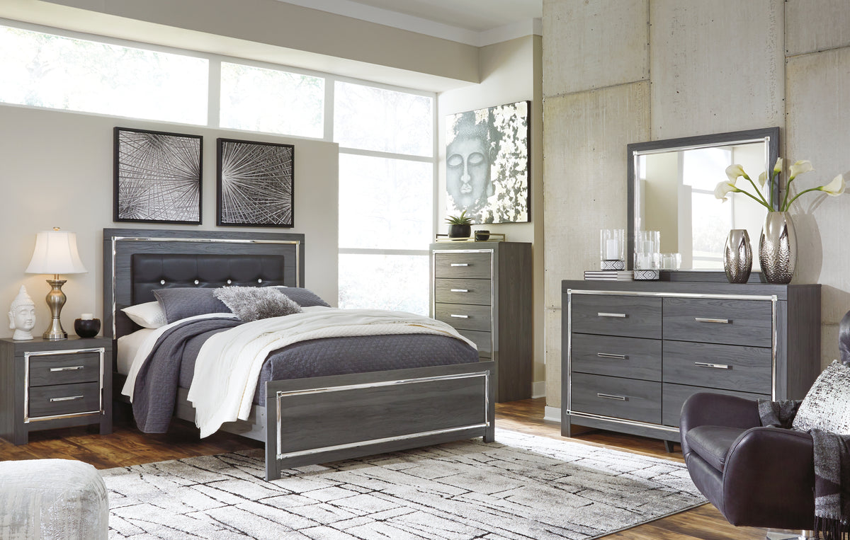 Hoover Furniture Outlet - Ashley Furniture - Lodanna Queen Upholstered Panel Bed, Dresser, Mirror and 2 Nightstands - Queen Upholstered Panel Bed, Dresser, Mirror and 2 Nightstands - B214B36