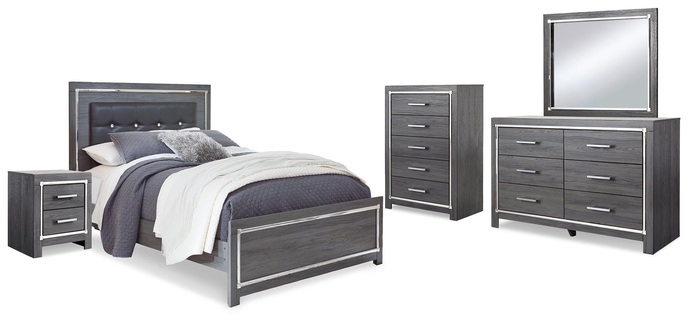 Hoover Furniture Outlet - Ashley Furniture - Lodanna Queen Panel Bed, Dresser, Mirror, Chest and Nightstand - Queen Panel Bed, Dresser, Mirror, Chest and Nightstand - B214B39