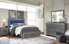 Hoover Furniture Outlet - Ashley Furniture - Lodanna Queen Storage Bed, Dresser, Mirror and 2 Nightstands - Queen Storage Bed, Dresser, Mirror and 2 Nightstands - B214B40