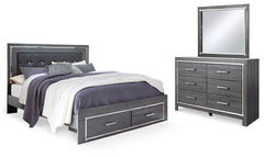 Hoover Furniture Outlet - Ashley Furniture - Lodanna King Upholstered Storage Bed, Dresser and Mirror - King Upholstered Storage Bed, Dresser and Mirror - B214B31