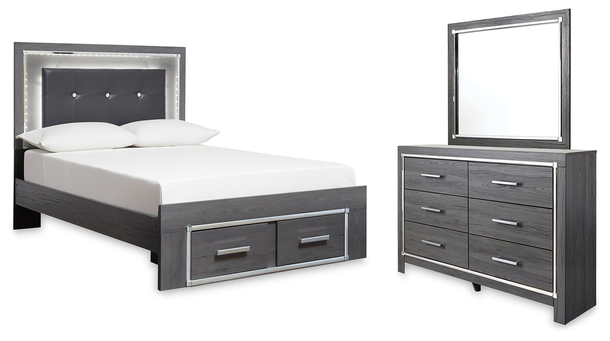 Hoover Furniture Outlet - Ashley Furniture - Lodanna Full Storage Bed, Dresser and Mirror - Full Storage Bed, Dresser and Mirror - B214B9