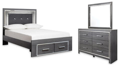 Hoover Furniture Outlet - Ashley Furniture - Lodanna Full Storage Bed, Dresser and Mirror - Full Storage Bed, Dresser and Mirror - B214B9