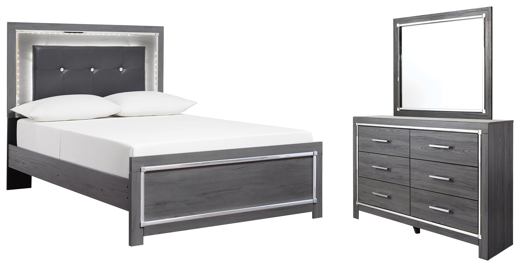 Hoover Furniture Outlet - Ashley Furniture - Lodanna Full Panel Bed, Dresser and Mirror - Full Panel Bed, Dresser and Mirror - B214B8
