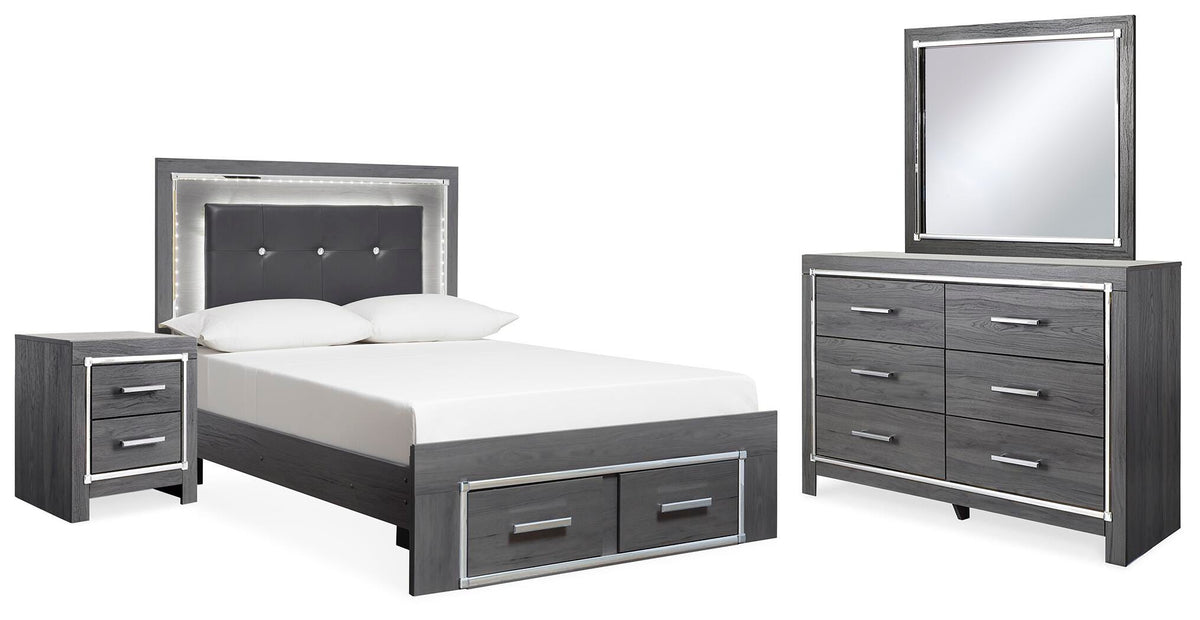 Hoover Furniture Outlet - Ashley Furniture - Lodanna Full Storage Bed, Dresser, Mirror and 2 Nightstands - Full Storage Bed, Dresser, Mirror and 2 Nightstands - B214B54