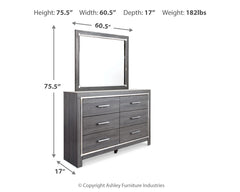 Lodanna Queen Upholstered Panel Storage Bed, Dresser and Mirror