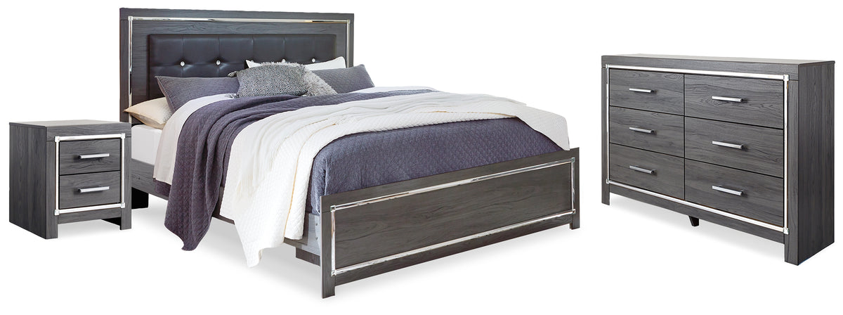 Hoover Furniture Outlet - Ashley Furniture - Lodanna King Upholstered Panel Bed, Dresser and Nightstand - King Upholstered Panel Bed, Dresser and Nightstand - B214B27