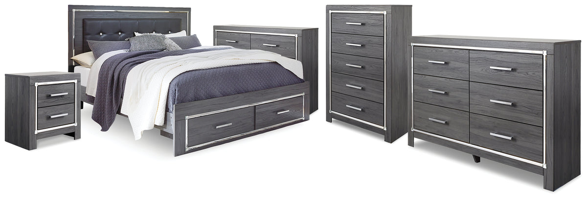 Hoover Furniture Outlet - Ashley Furniture - Lodanna King Storage Bed, 2 Dressers, Cheat and Nightstand - King Storage Bed, 2 Dressers, Cheat and Nightstand - B214B50
