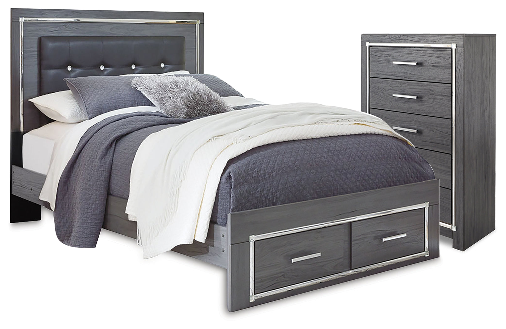 Hoover Furniture Outlet - Ashley Furniture - Lodanna Queen Panel Storage Bed and Chest - Queen Panel Storage Bed and Chest - B214B55