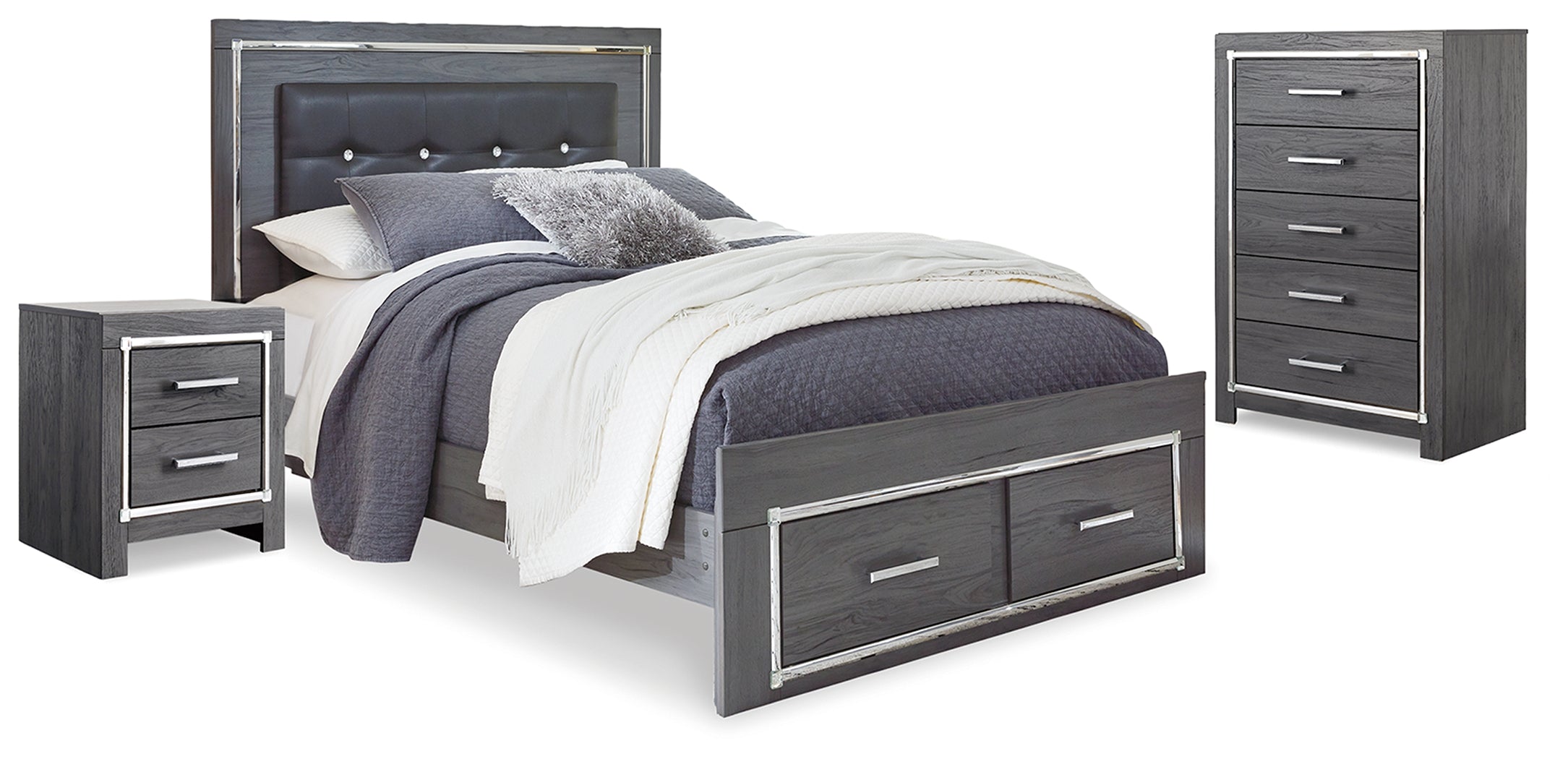 Hoover Furniture Outlet - Ashley Furniture - Lodanna Queen Storage Bed, Chest and Nightstand - Queen Storage Bed, Chest and Nightstand - B214B41