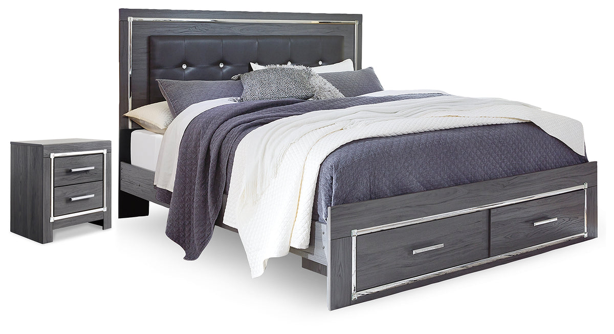 Hoover Furniture Outlet - Ashley Furniture - Lodanna King Storage Bed and Nightstand - King Storage Bed and Nightstand - B214B61