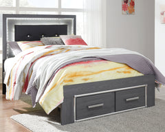 Hoover Furniture Outlet - Ashley Furniture - Lodanna Full Panel Bed with 2 Storage Drawers - Full Panel Bed with 2 Storage Drawers / Gray - B214B5