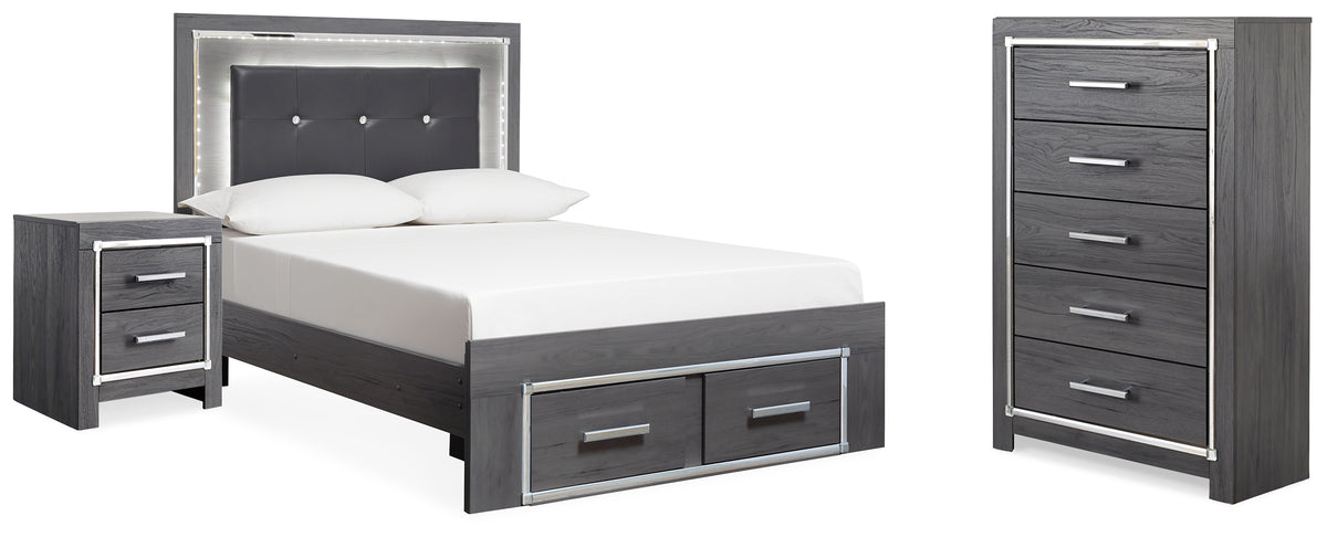 Hoover Furniture Outlet - Ashley Furniture - Lodanna Full Storage Bed, Chest and Nightstand - Full Storage Bed, Chest and Nightstand - B214B46