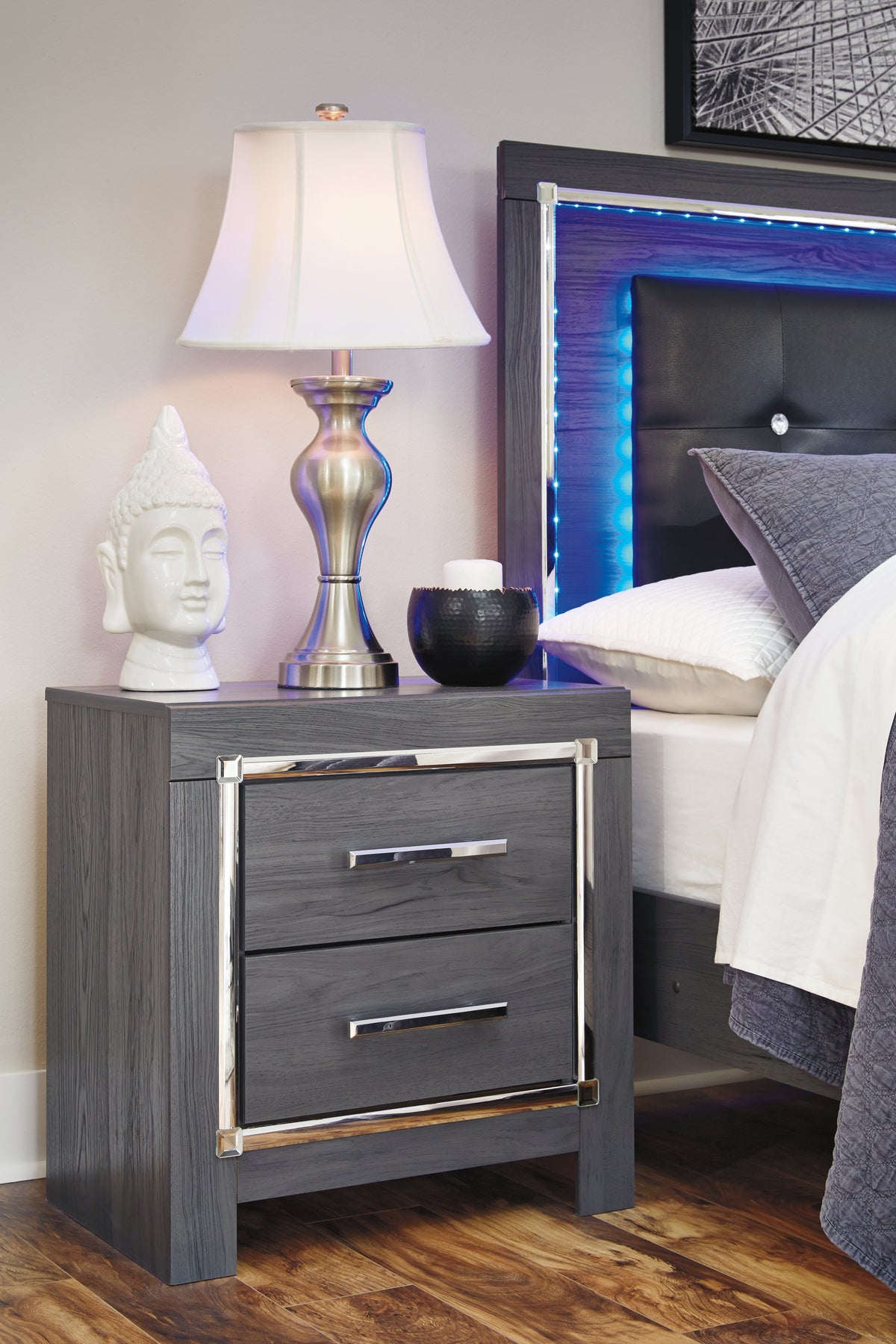 Hoover Furniture Outlet - Ashley Furniture - Lodanna Nightstand - Two Drawer Night Stand / Gray - B214-92