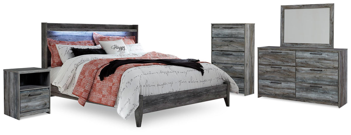 Hoover Furniture Outlet - Ashley Furniture - Baystorm King Panel Bed, Dresser, Mirror, Chest and Nightstand - King Panel Bed, Dresser, Mirror, Chest and Nightstand - B221B102