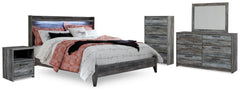 Baystorm King Panel Bed, Dresser, Mirror, Chest and Nightstand