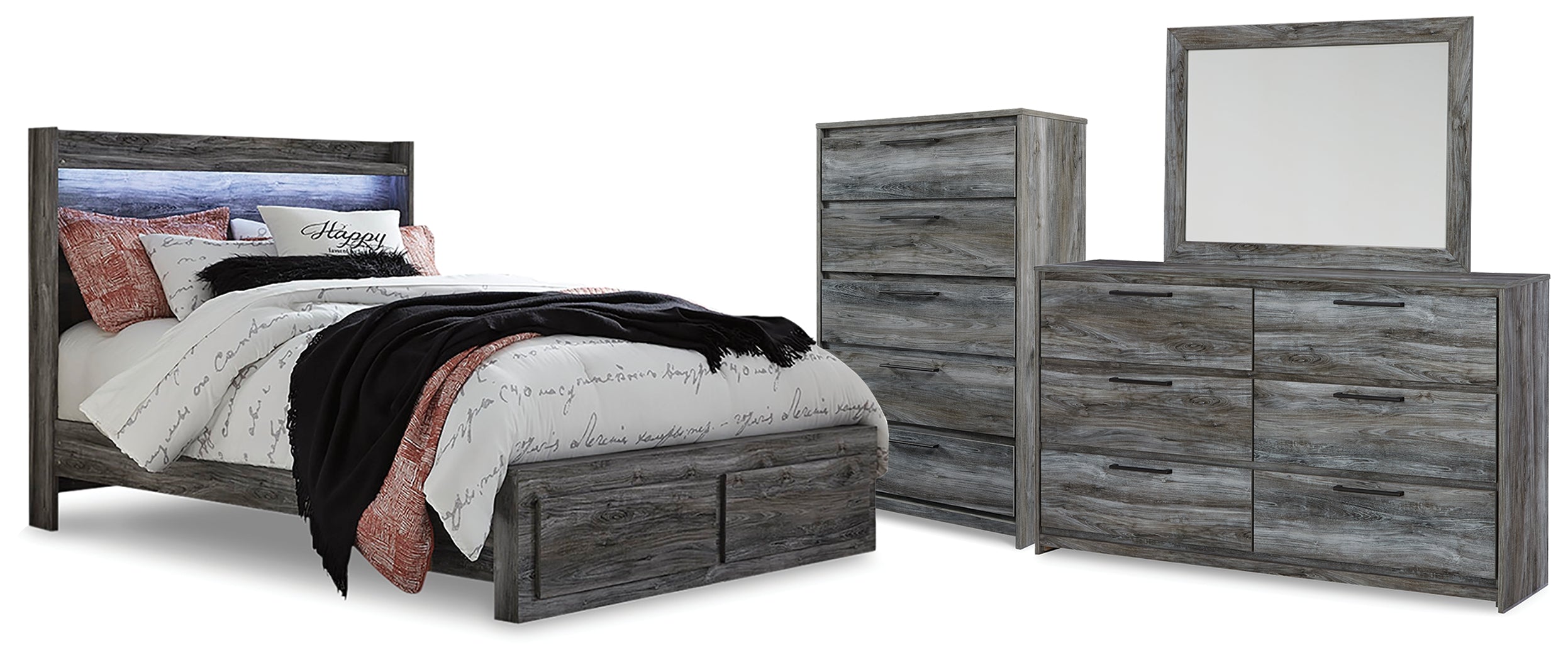 Hoover Furniture Outlet - Ashley Furniture - Baystorm Queen Storage Bed, Dresser, Mirror and Chest - Queen Storage Bed, Dresser, Mirror and Chest - B221B82