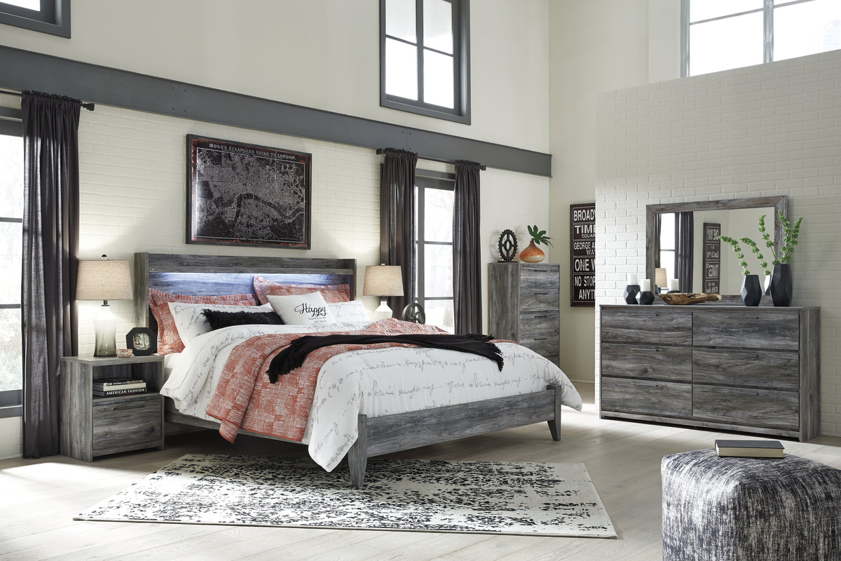 Hoover Furniture Outlet - Ashley Furniture - Baystorm King Panel Bed, Dresser, Mirror, Chest and 2 Nightstands - King Panel Bed, Dresser, Mirror, Chest and 2 Nightstands - B221B53
