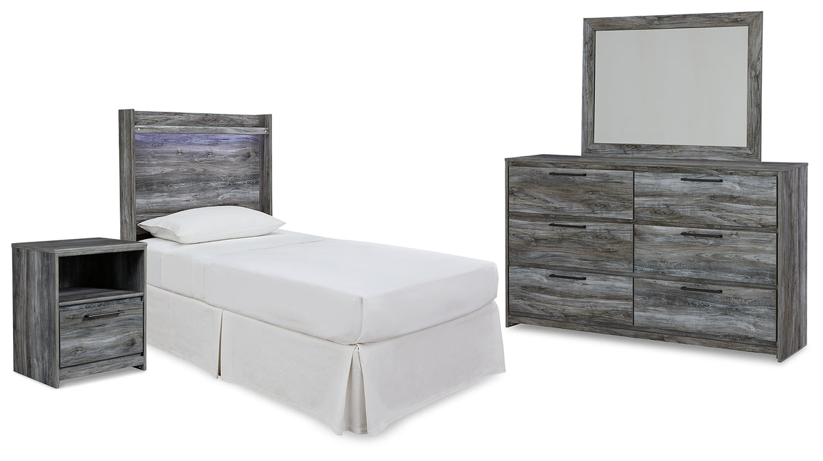 Hoover Furniture Outlet - Ashley Furniture - Baystorm Twin Panel Bed Headboard, Dresser, Mirror and Nightstand - Twin Panel Bed Headboard, Dresser, Mirror and Nightstand - B221B40