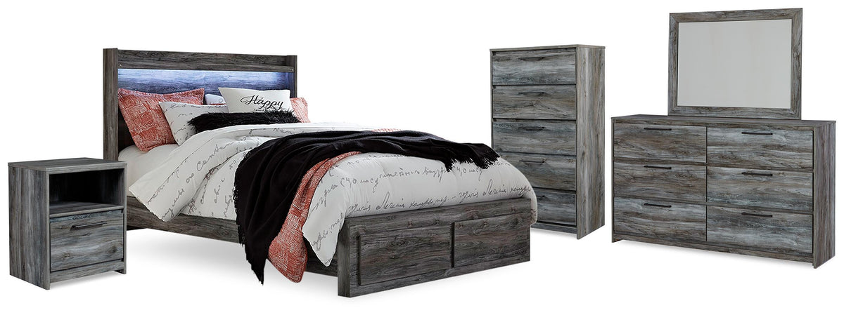Hoover Furniture Outlet - Ashley Furniture - Baystorm Queen Panel Storage Bed, Dresser, Mirror, Chest and Nightstand - Queen Panel Storage Bed, Dresser, Mirror, Chest and Nightstand - B221B104