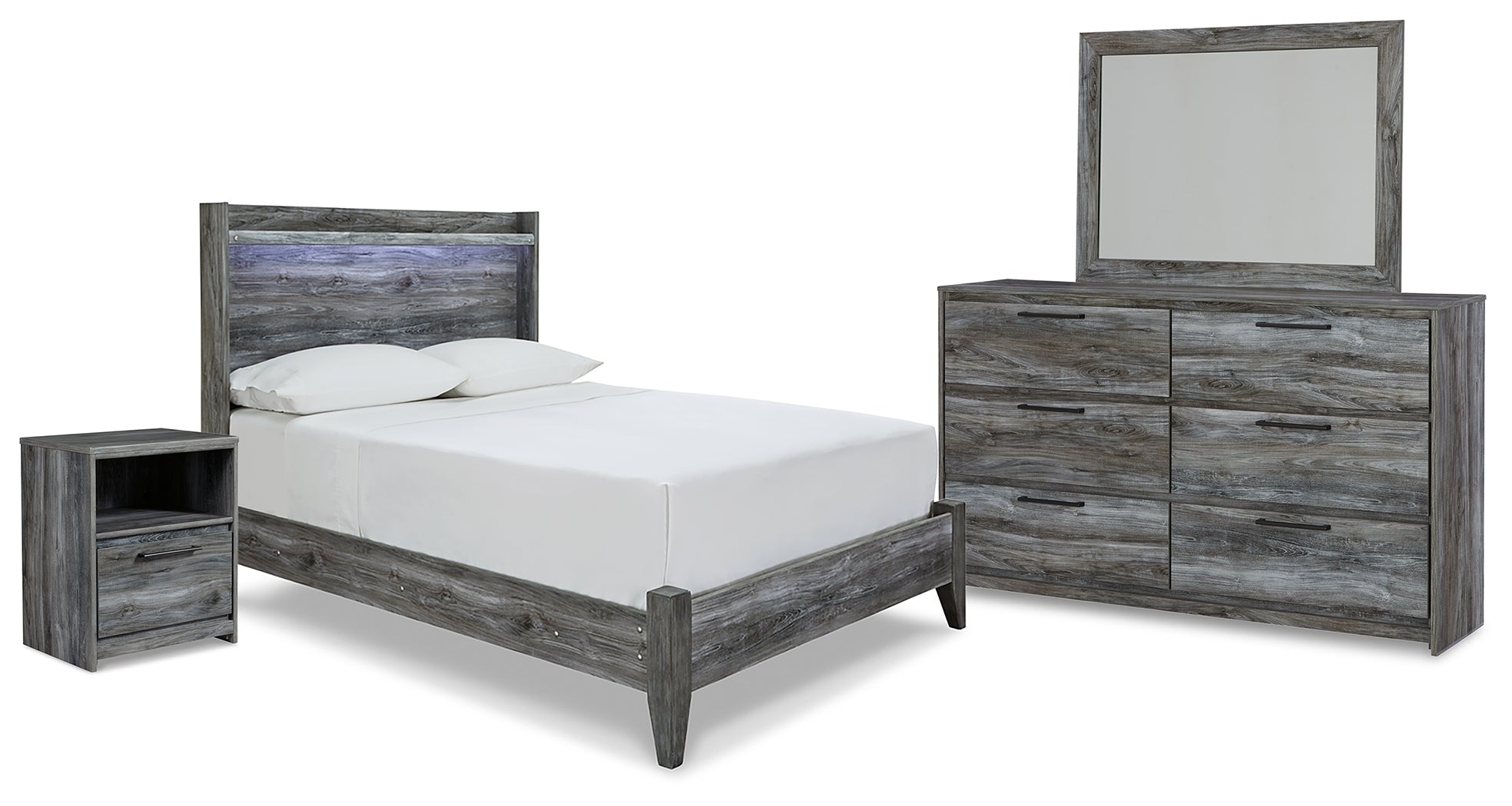 Hoover Furniture Outlet - Ashley Furniture - Baystorm Full Panel Bed, Dresser, Mirror and Nightstand - Full Panel Bed, Dresser, Mirror and Nightstand - B221B18