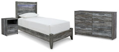 Hoover Furniture Outlet - Ashley Furniture - Baystorm Twin Panel Bed, Dresser and Nightstand - Twin Panel Bed, Dresser and Nightstand - B221B71